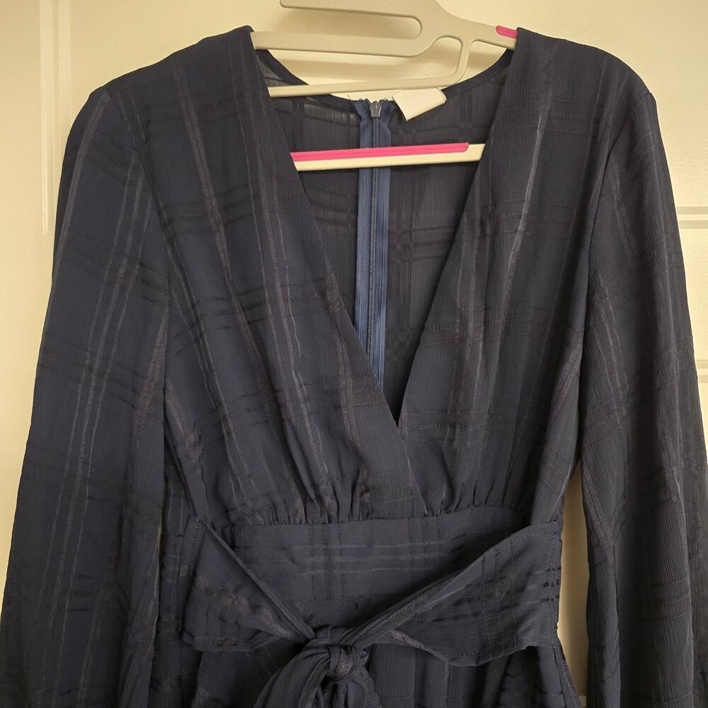 Women's Selfie Leslie Navy Blue Fit & Flare Long Sleeve Romper | Size XS - Picture 4 of 11